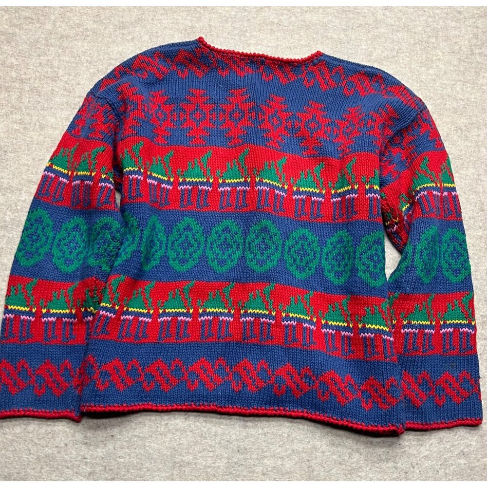 Vintage Gallagher Ramie Cotton Cardigan Holidays Knit Sweater Medium Pattern - Picture 6 of 8